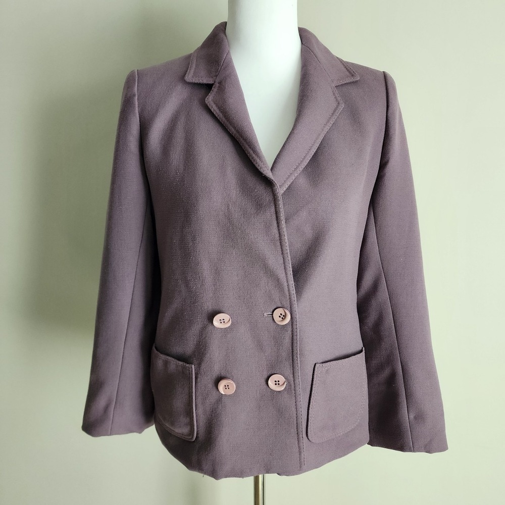 Vintage Marie France 100% Wool Blazer Womens Small Lilac Mauve 60s 70s Jacket